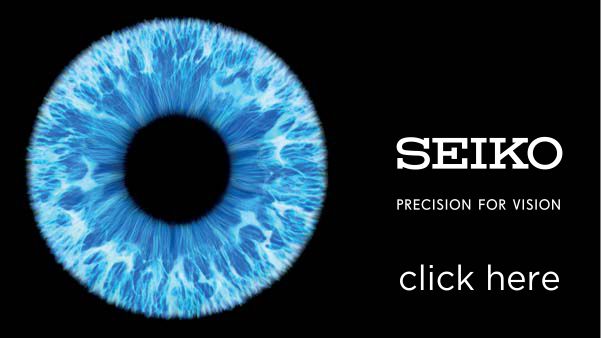 A big blue eye on a black background with the Seiko Logo